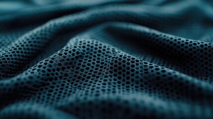 Closeup of a dark blue mesh fabric. Perfect for a background or texture for sportswear or athletic clothing designs.