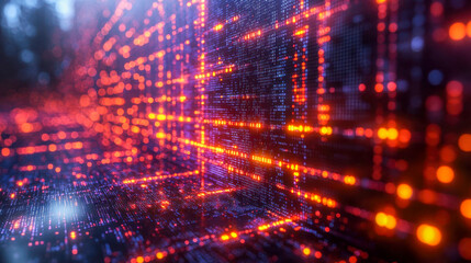 Poster - Vibrant, digital representation of code and data. Perfect for technology, data science, and cybersecurity-related content