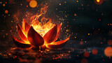 fire burning lotos flower Generative AI
