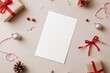 © Papukos - Festive blank card decorated with holiday-themed ornamentation.