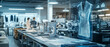 © Nan - AI generator images of modern textile production scene showcasing sustainable fashion and personalized clothing. The image should include a bright and clean factory with automated sewing machines,