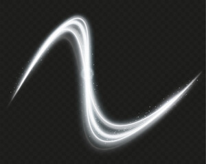 Wall Mural - light white wave shine effect,glow line sparkle shine. silver white wavy effects.