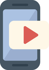 Fototapete - Mobile phone showing video player app with play button, concept of online multimedia content