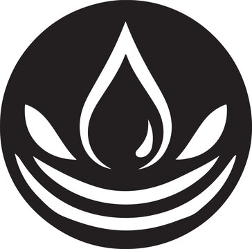 A black and white logo and icon on a white background