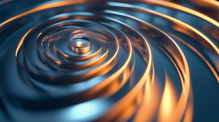 Poster - Intricate patterns of metallic ripples reflecting warm light in a darkened setting