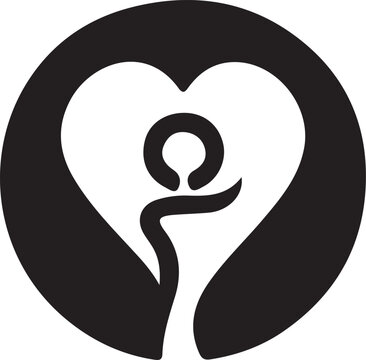 A black and white logo and icon on a white background