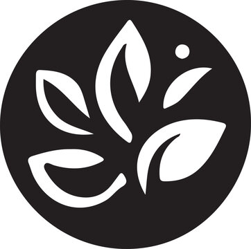 A black and white logo and icon on a white background