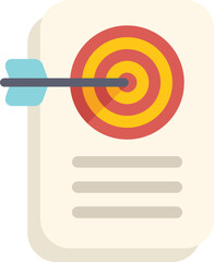 Poster - arrow is hitting the center of a target fixed on a document, representing achieving business goals