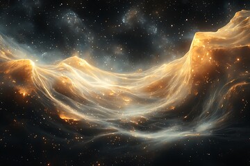 a cosmic landscape of flowing nebulae and twinkling stars.