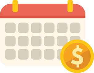 Poster - calendar icon showing scheduled payment day with dollar coin representing a recurring subscription o