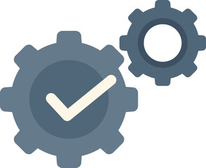 Poster - Two gears with a checkmark symbol representing a successfully working process, mechanism or workflow
