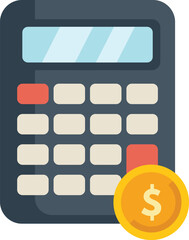 Poster - simple flat vector illustration of a calculator calculating money