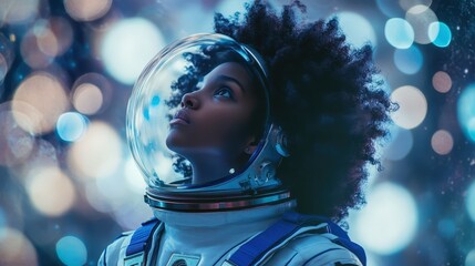 Wall Mural - astronaut looking up in wonder
