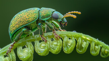 Wall Mural - beetle on a leaf Generative AI	