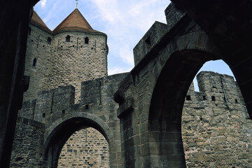 carcassonne, france: historic walls of the medieval city