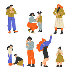 Canvas Print - People Character Dress Up Put On Clothes Vector Set