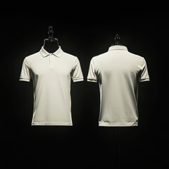 blank white polo shirts on display