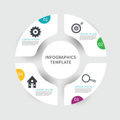Fototapete - Vector circle infographic template for graphs, charts, diagrams. Pie chart concept with 4 options