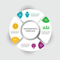 Poster - Vector circle infographic template for graphs, charts, diagrams. Pie chart concept with 4 options, parts, steps, processes.