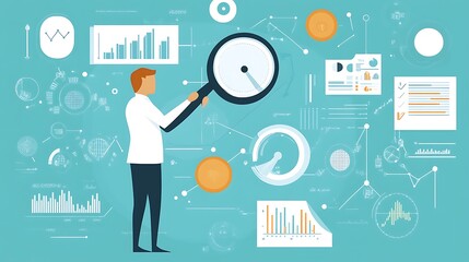 Poster - Businessperson Examining Data Through Magnifying Glass