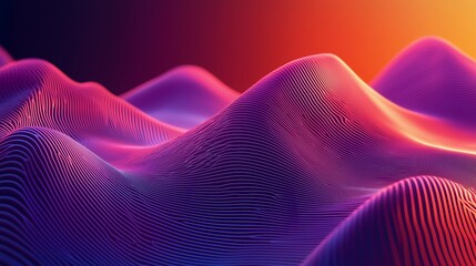 Poster - Colorful abstract landscape with undulating waves at twilight in a digitally rendered environment