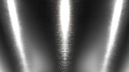 Three Vertical Light Streaks on Brushed Metal Surface