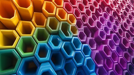 Poster - Colorful abstract honeycomb pattern with vibrant gradients creating a dynamic visual effect