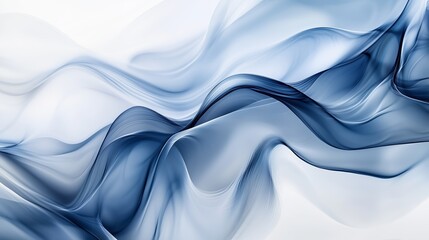 Poster - elegant blue and white flowing fabric creates a soft wave effect in a serene abstract composition