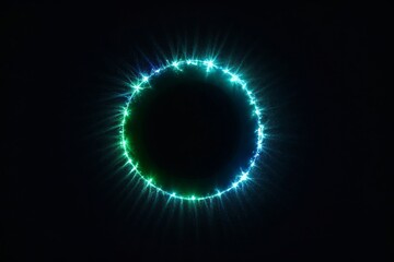 Fototapete - A circle of light with a green and blue hue. The circle is surrounded by a dark background