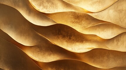 Aufkleber - A close-up of wavy, textured surface in shades of gold, creating an elegant and luxurious appearance with gentle curves and reflections.
