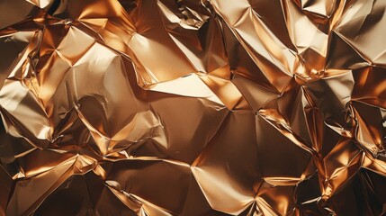Poster - A textured, crumpled surface of metallic gold foil reflecting light, creating an intriguing visual appeal.