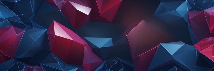Leinwandbilder - A blue and red background with a lot of triangles. The triangles are in different sizes and colors