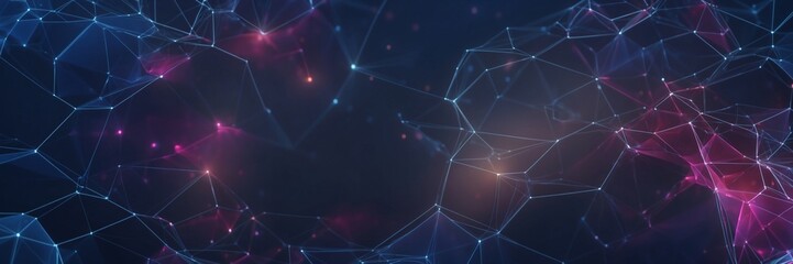 Leinwandbilder - A dark blue and purple background with a multitude of lines and dots scattered throughout. The lines and dots are arranged in a way that creates a sense of depth and movement