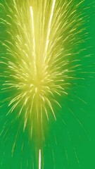 Poster - Captivating shots showcasing golden fireworks exploding against a vibrant green screen, ideal for visual effects and creative projects
