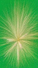 Poster - Gold tinsel explodes against a vibrant green screen, creating a dynamic and festive visual. Its sparkling strands expand outward, offering creative potential for holiday projects