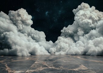 Wall Mural - a cloudy sky with a few stars in the background. the sky is mostly cloudy with a few clouds scattere