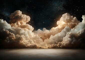 Canvas Print - a large cloud of white and brown clouds in the sky. the clouds are very large and are spread out