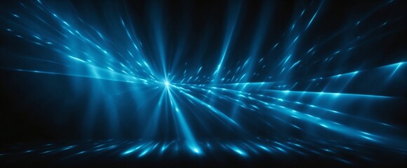 Fototapete - A dark blue background with a bright light shining on it. The light is in the center of the background and it looks like it's coming from a spaceship. The light is so bright that it's almost blinding