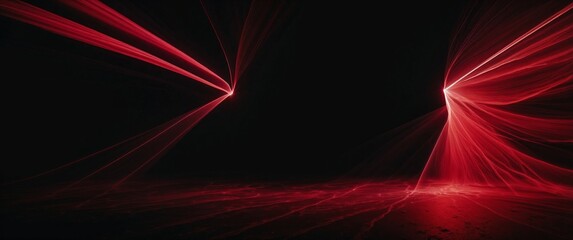 Fototapete - A red and black background with red lines. The red lines are in the shape of a triangle