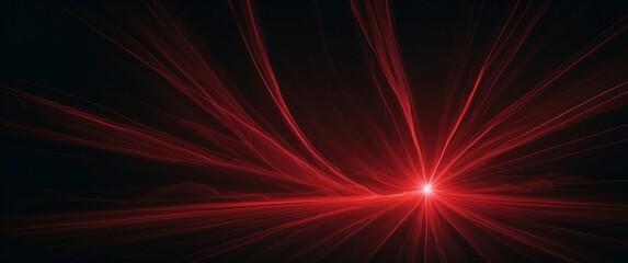 Fototapete - A vibrant red and black image of a glowing red light. The light is positioned in the center of the image, drawing the viewer's attention. The red light appears to be surrounded by a series of smaller