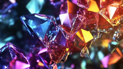 Poster - Colorful gemstones reflecting light in an abstract display showcasing their brilliance and intricate shapes