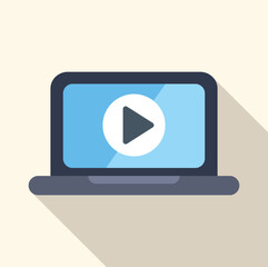 Poster - Open laptop displaying video streaming service with a play button icon, suggesting online entertainment