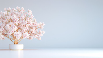 Sticker - A charming arrangement of soft pink cherry blossoms in a sleek white vase creates a serene and calming atmosphere, perfect for elevating any living space with elegance