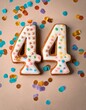 © Kim de Been - Decorated cookie, number 44, image for birthday or anniversary celebration