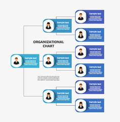 Wall Mural - corporate organizational chart with business avatar icons. business hierarchy infographic elements