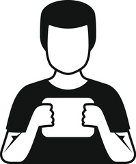 Poster - This simple, bold icon depicts a young man holding up a tablet computer