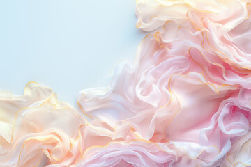 Poster - Soft pastel fabric cascades across the surface, creating a harmonious blend of colors. The silky waves invite touch and evoke a sense of calm and beauty