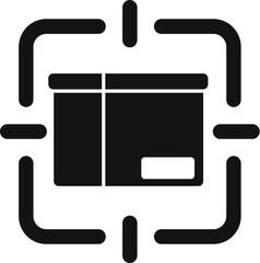 Poster - Black isolated vector icon design of a cardboard box inside a focus target