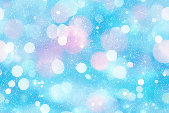 Light blue seamless cover with spots. Glitter abstract illustration with blurred drops of rain.