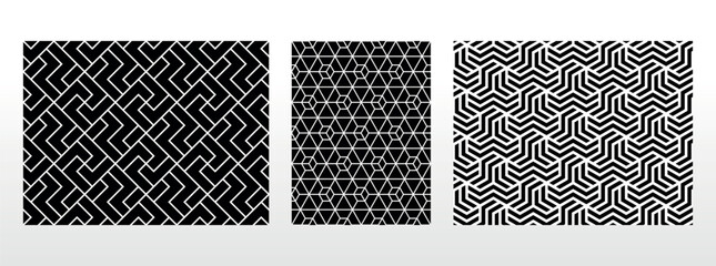 Canvas Print - Geometric set of seamless black and white patterns. Simple vector graphics.